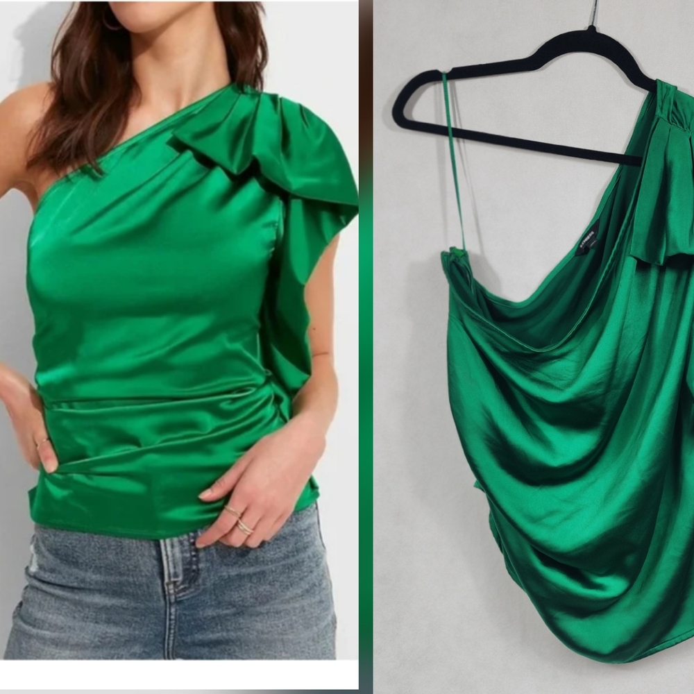 Elegant Green One-Shoulder Top